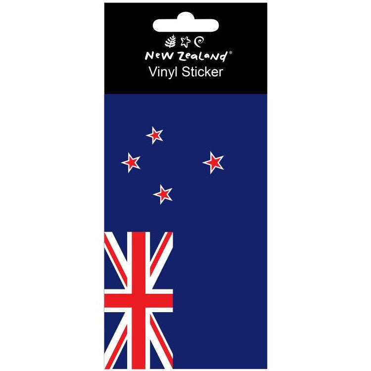 New Zealand flag vinyl sticker decal measuring 9cm by 15cm featuring the Southern Cross and Union Jack.