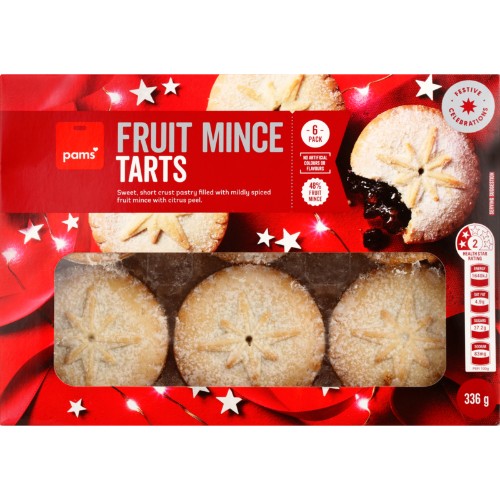 Pams Fruit Mince Tarts, sweet pastry tarts with fruit mince filling, sold in New Zealand