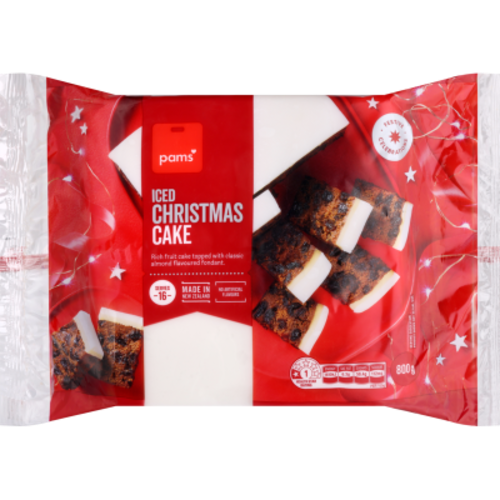 Pams Iced Christmas Cake, a festive cake with an icing topping