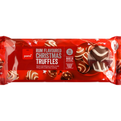 Pams Rum Flavoured Christmas Truffles 250g, festive rum-flavoured sweet treats