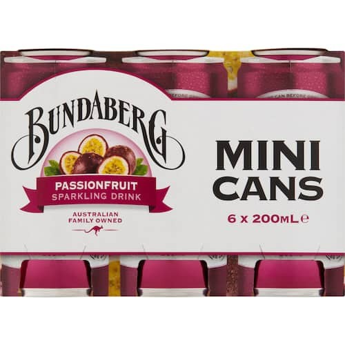 Bundaberg Passionfruit Soft Drink 200ml 6 pack