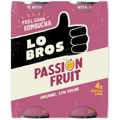 Lo Bros Passionfruit Kombucha 4 x 250ml