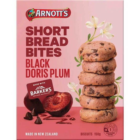 Arnotts Shortbread Bites Black Doris Plum 150g