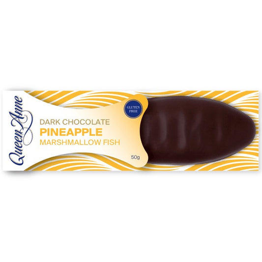 Queen Anne Milk Chocolate Pineapple Marshmallow Fish 50g individually wrapped New Zealand marshmallow fish treat.