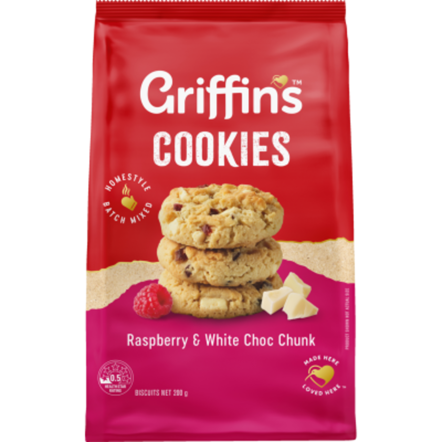 Griffins Cookies Raspberry & White Chocolate Chunk 200g