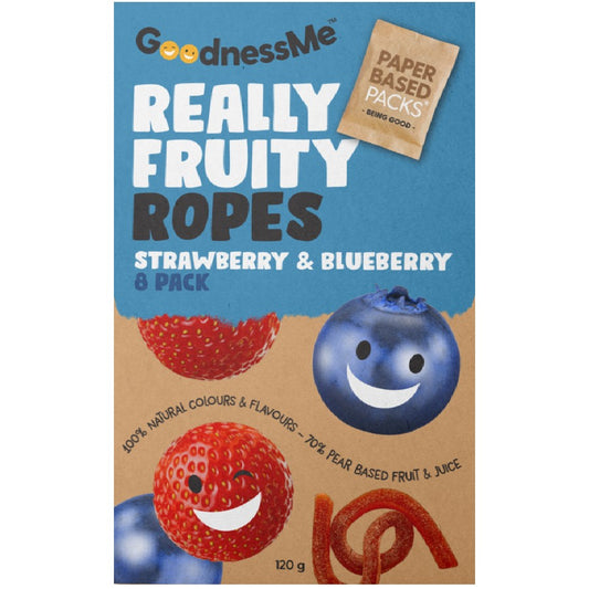 GoodnessMe Really Fruity Fruit Ropes Strawberry & Blueberry 120g