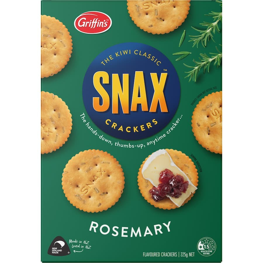 Griffins Snax Crackers Rosemary 225g Kiwi Corner Dairy