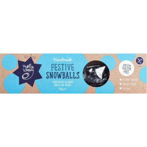 Molly Woppy Xmas Snowballs Chocolate Date 125g