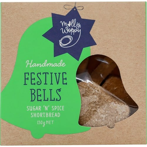 Molly Woppy Xmas Shortbread Festive Bells 130g