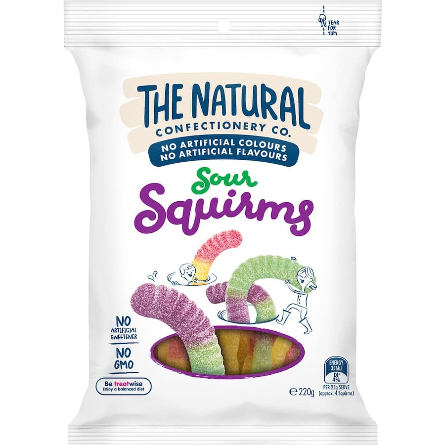 The Natural Confectionery Co Jelly Sweets Sour Squirms 220g