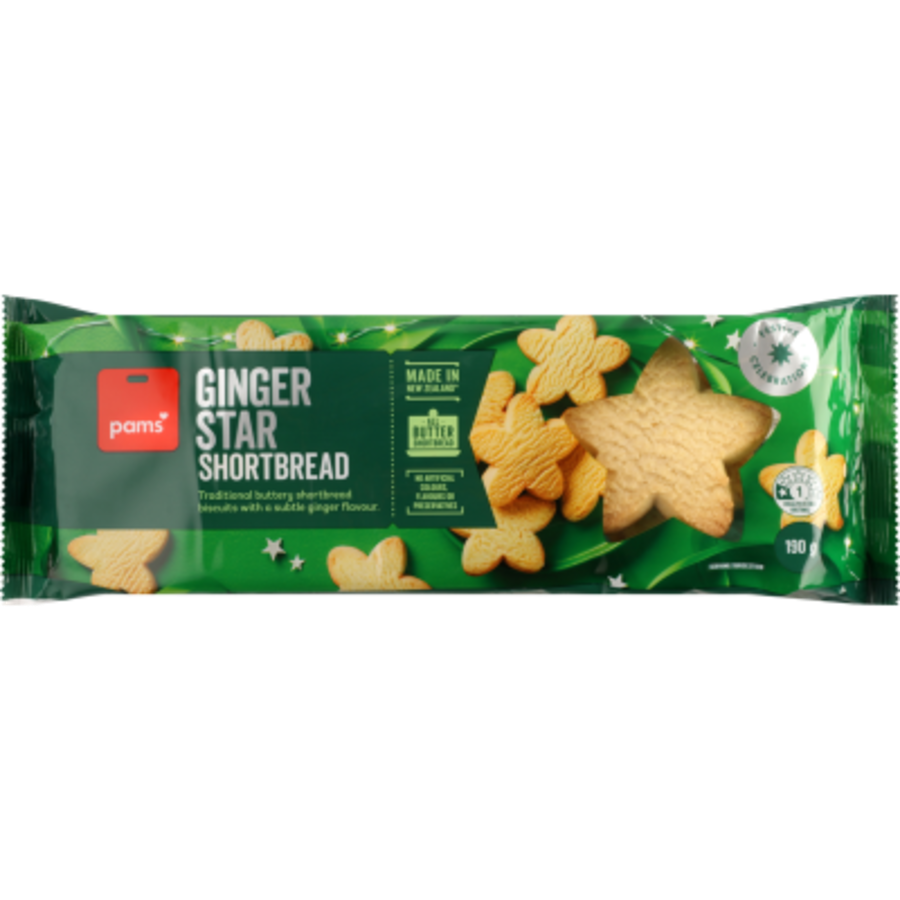 Pams Ginger Star Shortbread 190g