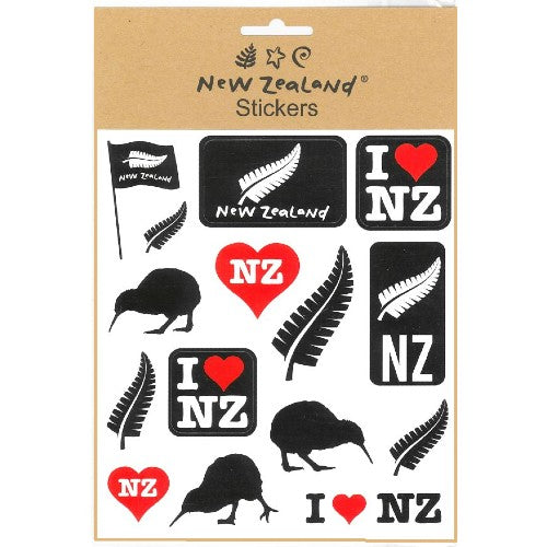 Stickers I Love NZ, Kiwis and Ferns