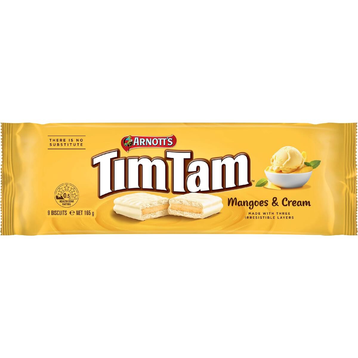Arnott’s Tim Tam Mangoes & Cream biscuits pack white choc mango cream biscuit snack