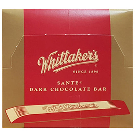 Whittaker's Long Sante Dark Wrapped Box containing 48 elegant sticks of premium New Zealand dark chocolate individually wrapped in gold.

