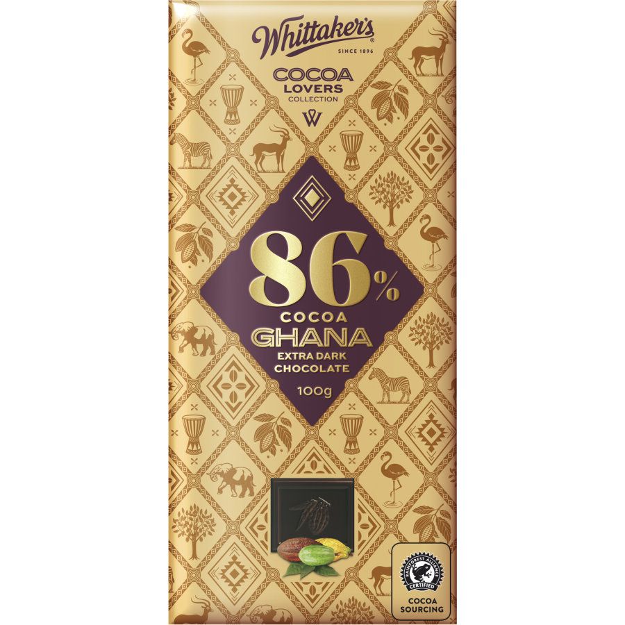 Whittakers Cocoa Lovers 86% Ghana Extra Dark Chocolate 100g