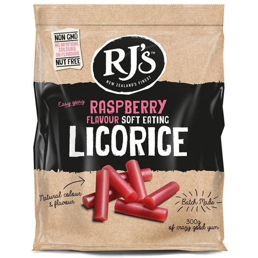 RJs Raspberry Soft Eating Licorice 300g