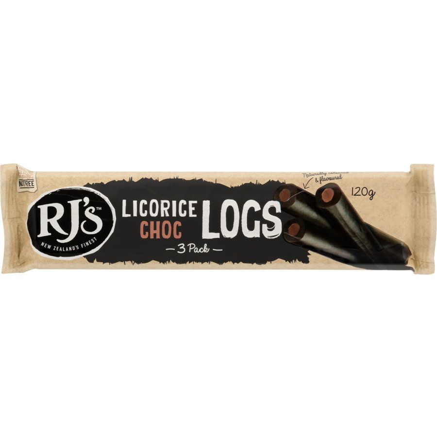 RJs Licorice Chocolate Logs 3pk 120g