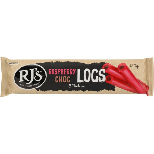 RJs Licorice Raspberry Chocolate Logs 3pk 120g