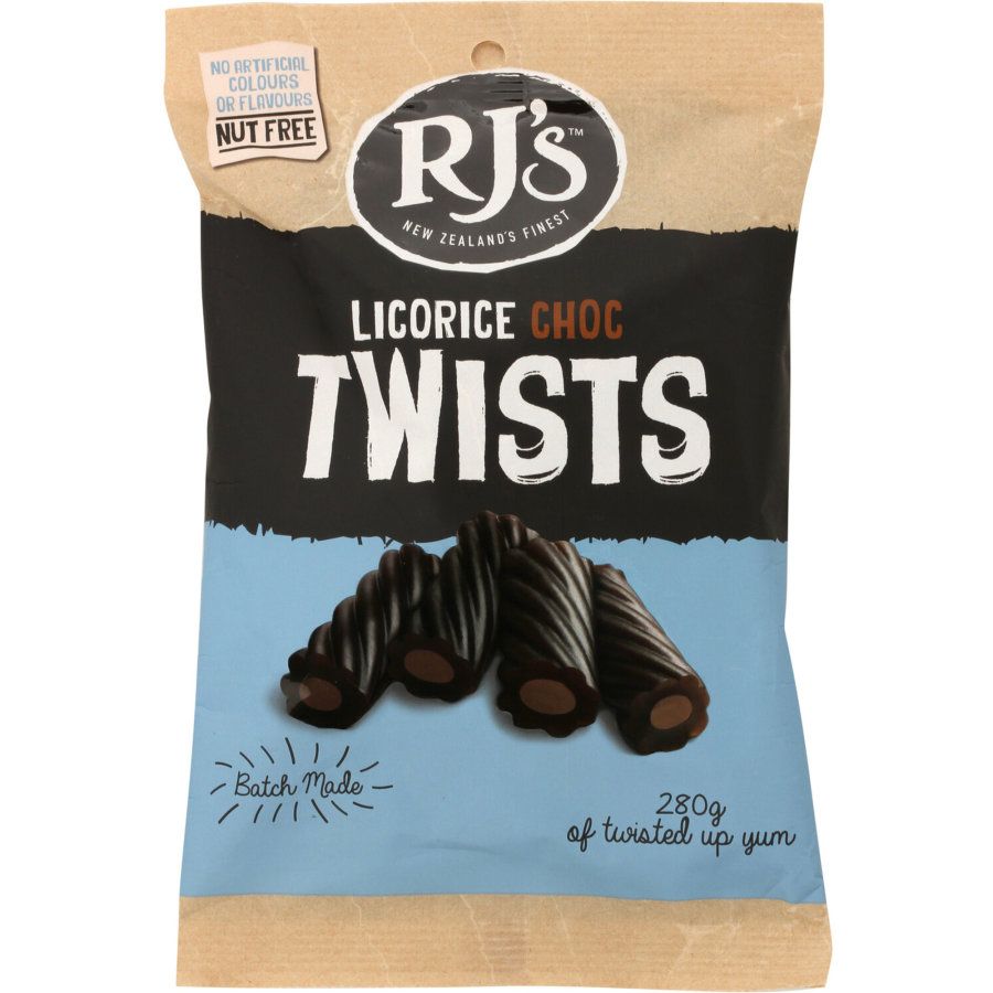 RJs Licorice Chocolate Twists 280g