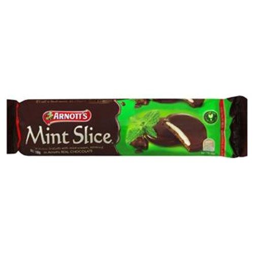 Arnotts Slice Chocolate Biscuits Mint pkt 200g
