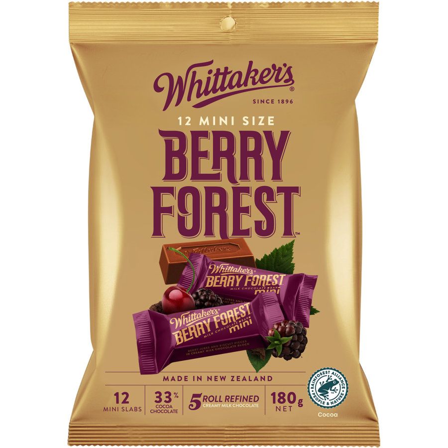 Whittakers Mini Slab Chocolate Berry Forest 180g 12pk