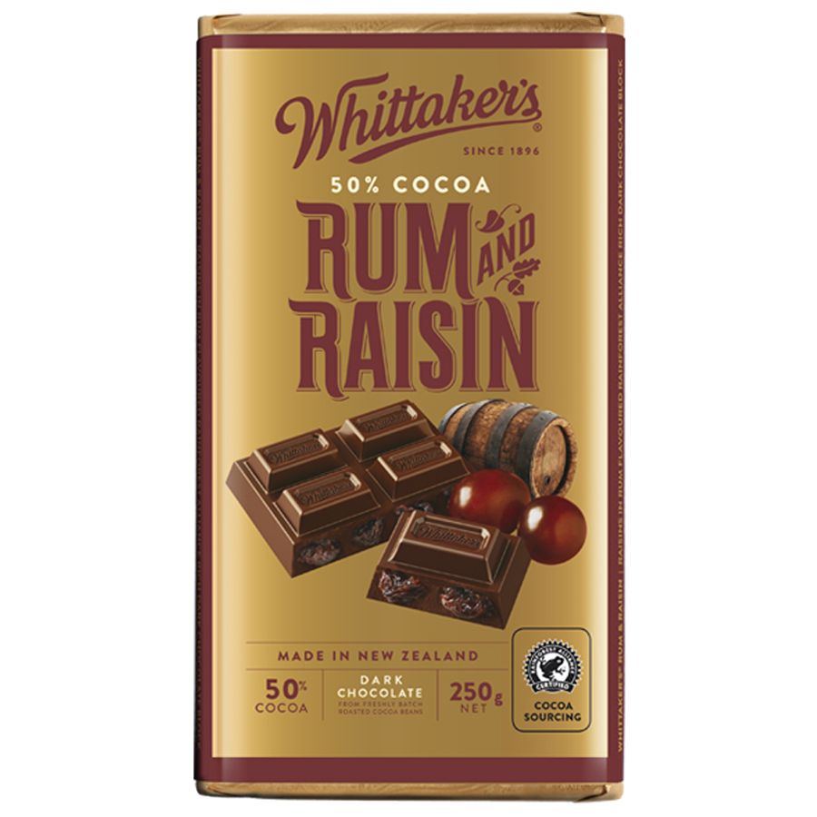 Whittakers Chocolate Block Rum and Raisin 250g