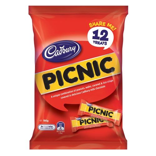 Cadbury Chocolate Bar Share Pack Picnic 12pk 180g