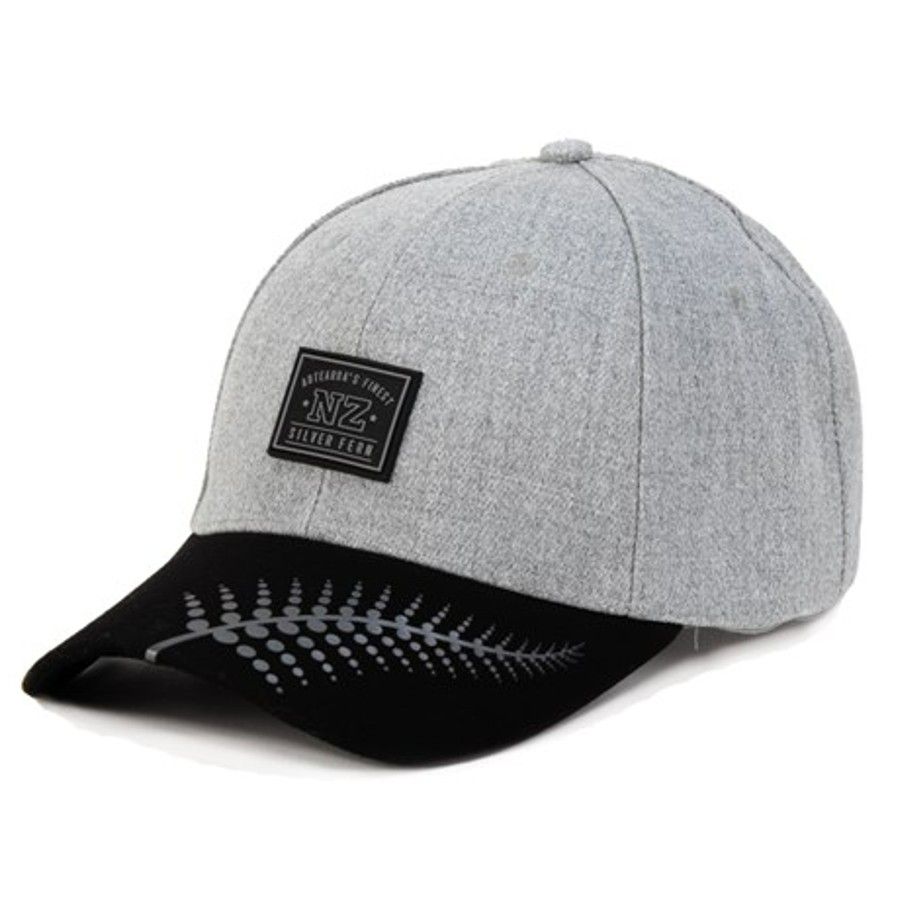 Cap Grey and Black with Badge and Silver Fern