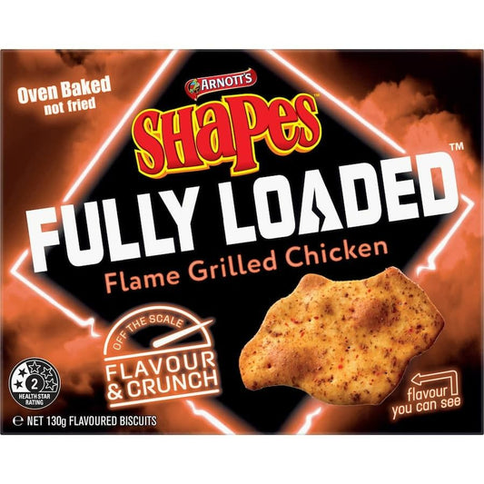 Arnotts Shapes Fully Loaded Crackers Flame Grilled Chick 130g