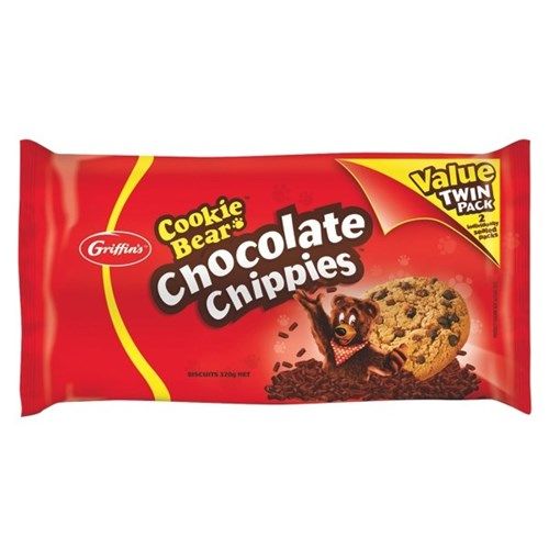 Griffins Cookie Bear Biscuits Chocolate Chip Twin Pack 320g
