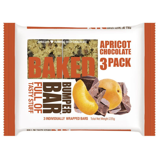 Cookie Time Bumper Bars Chocolate Apricot 3 pack featuring real chocolate and dried apricot in a chewy New Zealand muesli bar.