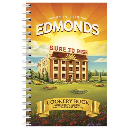 Edmonds Cookery Book spiral bound edition featuring classic New Zealand recipes and the iconic Sure to Rise logo.