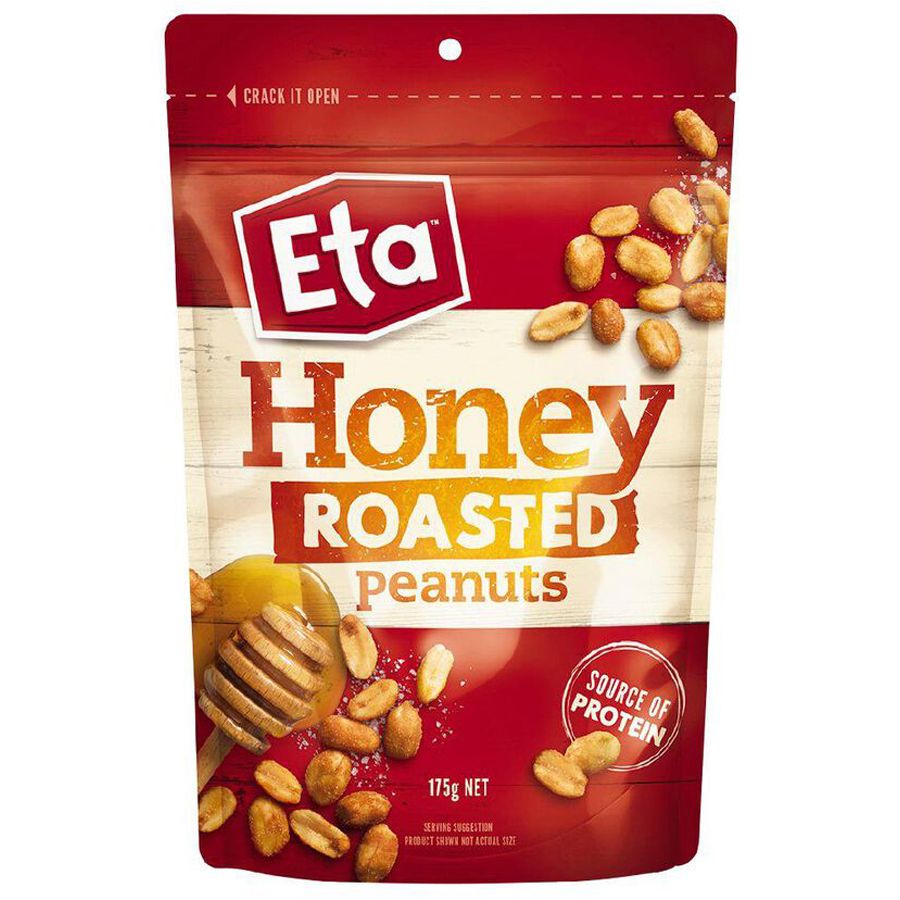 Eta Honey Roasted Peanuts in a 175g resealable stay-fresh pouch