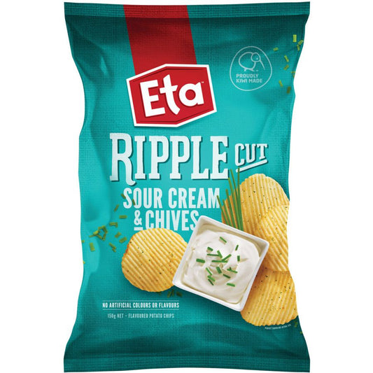 Eta Ripple Cut Chips Sour Cream & Chives 150g