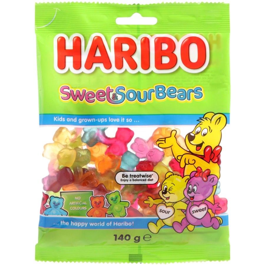 Haribo Jelly Sweets Sweet & Sour Bears 140g