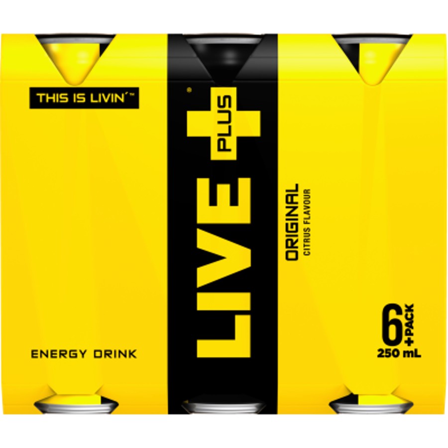Live Plus Original Energy Drink 250ml cans 6pk