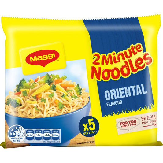 Maggi 2 Minute Instant Noodles Oriental 370g 5pk
