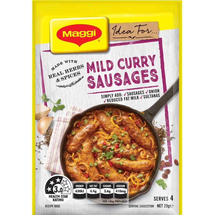Maggi Recipe Base Mild Curry Sausages 29g