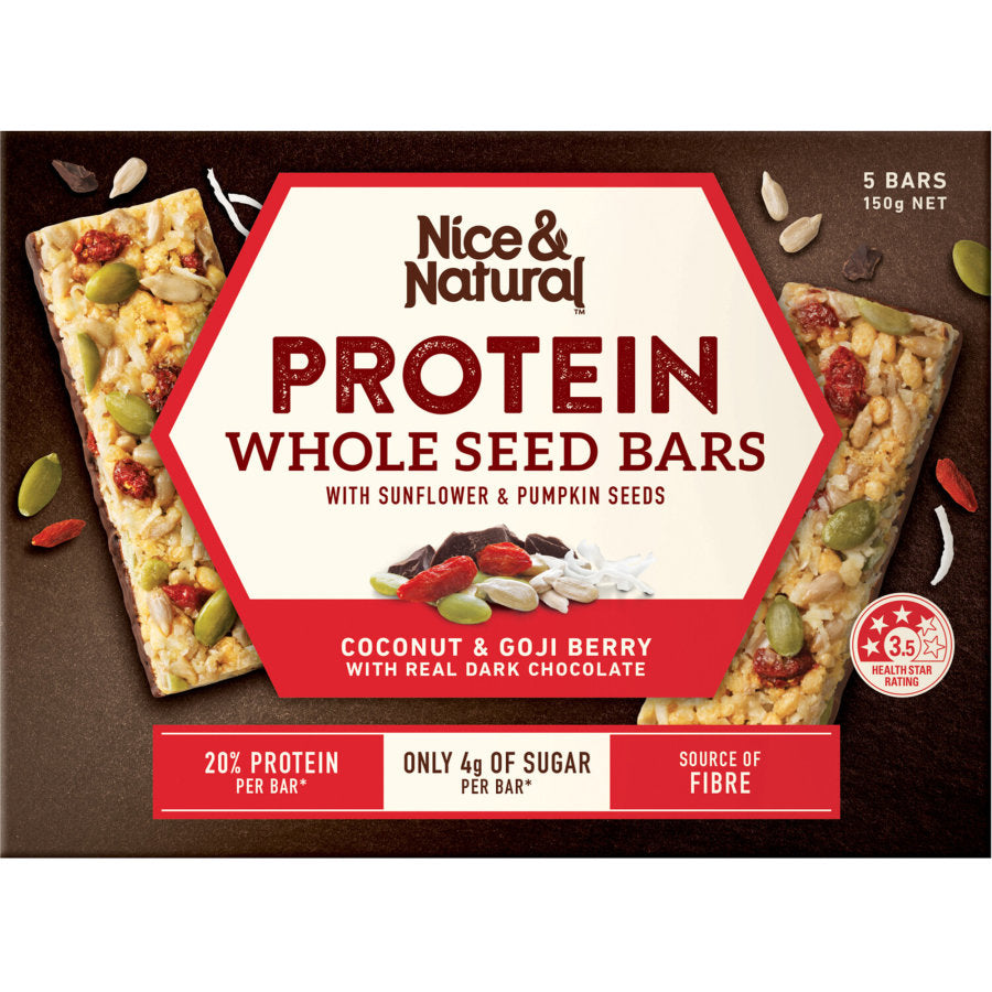 Nice & Natural Protein Bar Wholeseed Coconut & Goji 150g 5pk