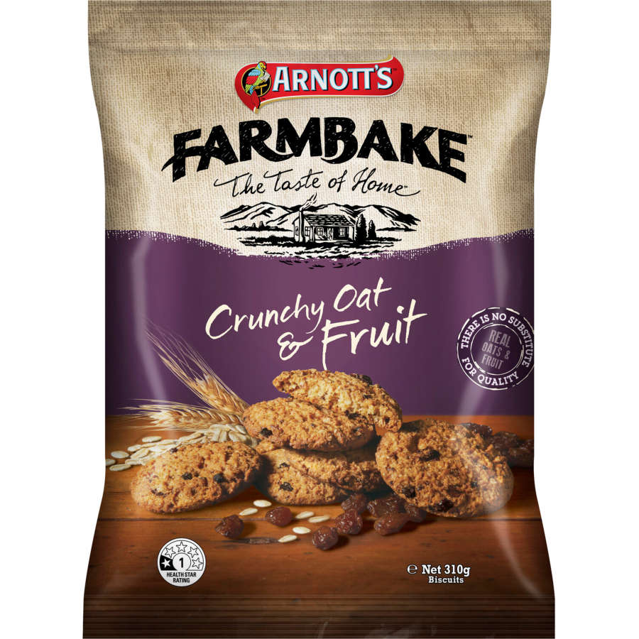 Arnotts Farmbake Cookies Crunchy Oat & Fruit 310g