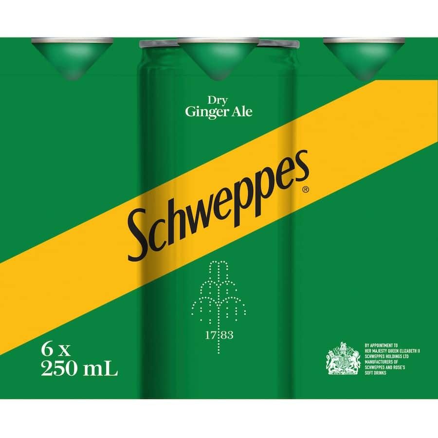 Schweppes Dry Ginger Ale 250ml cans 6pk