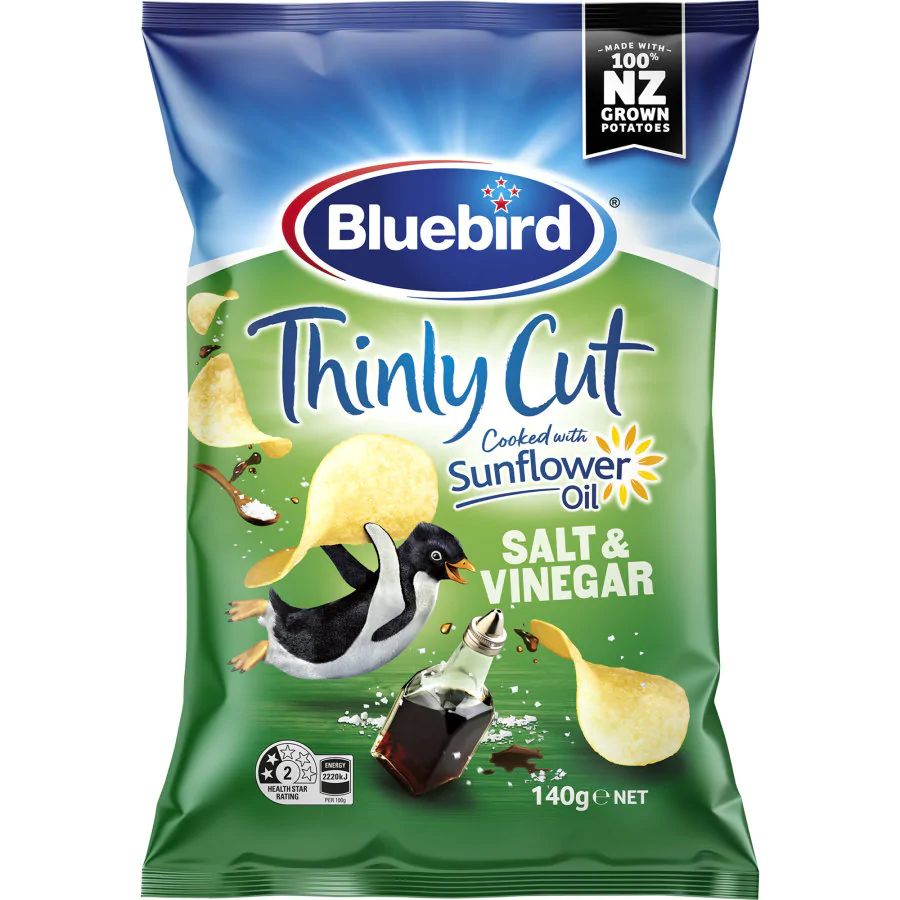 Bluebird Thin Cut Potato Chips Salt & Vinegar 150g