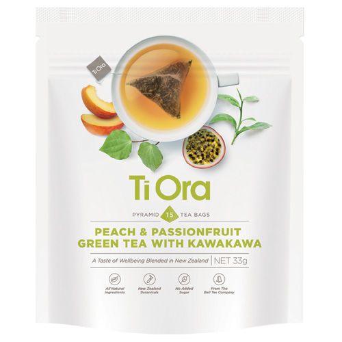 Ti Ora Green Tea Peach & Passionfruit 33g 15pk