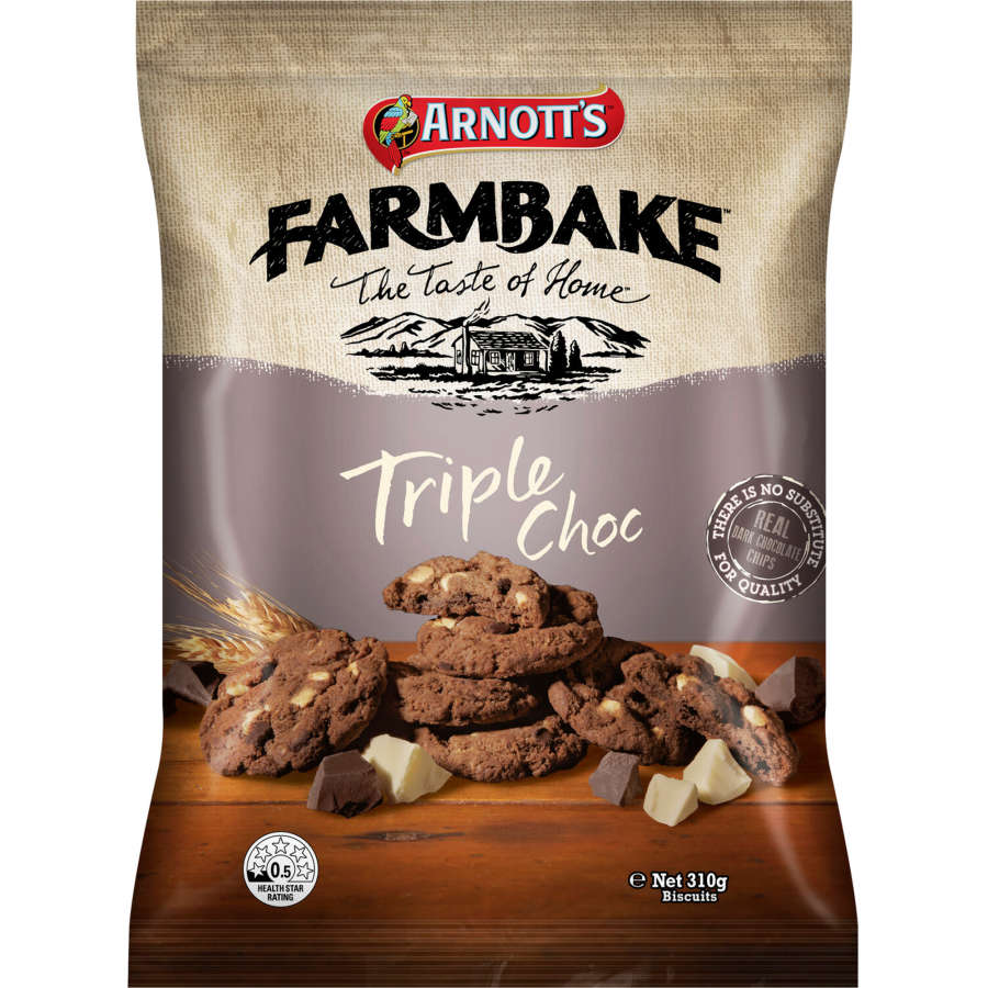 Arnotts Farmbake Cookies Triple Chocolate 310g