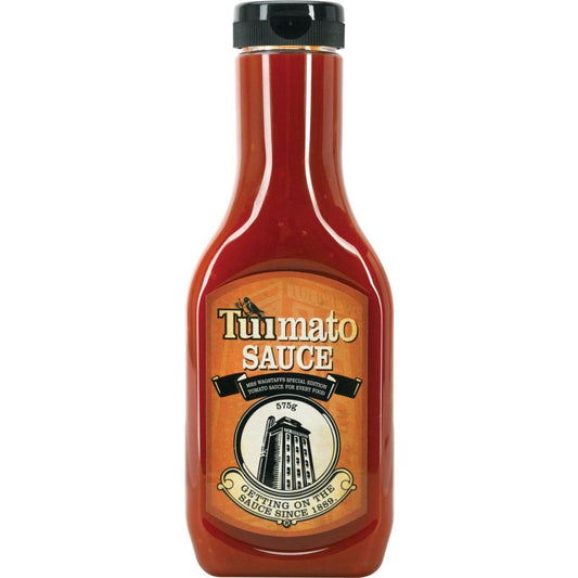 Tuimato Tomato Sauce 575g bottle of traditional Kiwi tomato sauce with a splash of Tui beer from New Zealand