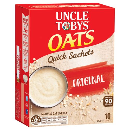 Uncle Tobys Quick Sachets Oat Singles Original 340g 10pk