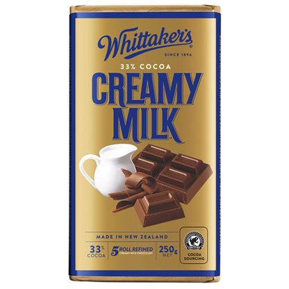 Whittaker’s Creamy Milk Chocolate Block 250g New Zealand milk chocolate bar